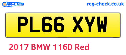 PL66XYW are the vehicle registration plates.