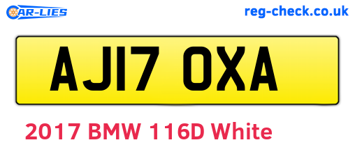 AJ17OXA are the vehicle registration plates.