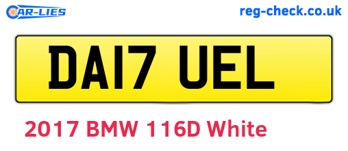 DA17UEL are the vehicle registration plates.