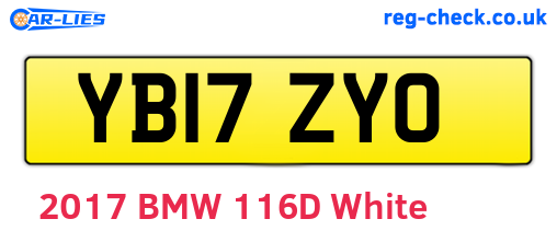 YB17ZYO are the vehicle registration plates.