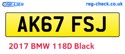 AK67FSJ are the vehicle registration plates.
