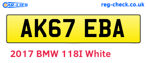 AK67EBA are the vehicle registration plates.