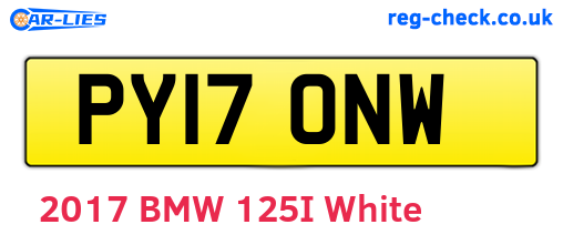 PY17ONW are the vehicle registration plates.
