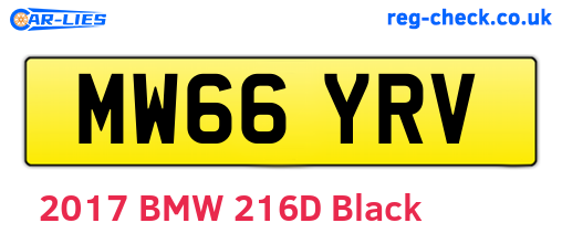 MW66YRV are the vehicle registration plates.