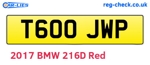 T600JWP are the vehicle registration plates.