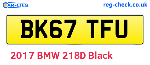 BK67TFU are the vehicle registration plates.
