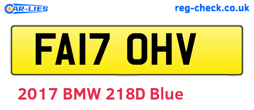 FA17OHV are the vehicle registration plates.