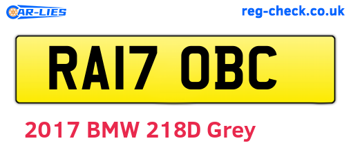 RA17OBC are the vehicle registration plates.