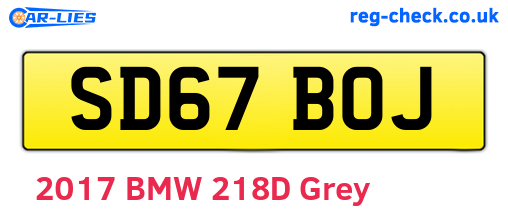 SD67BOJ are the vehicle registration plates.