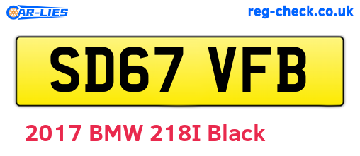SD67VFB are the vehicle registration plates.