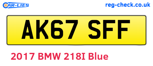 AK67SFF are the vehicle registration plates.