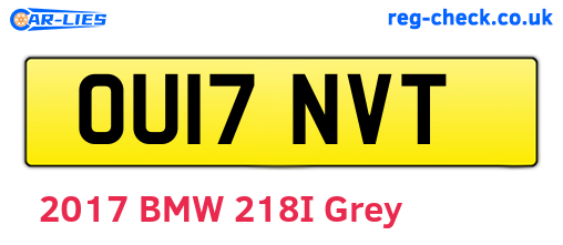 OU17NVT are the vehicle registration plates.