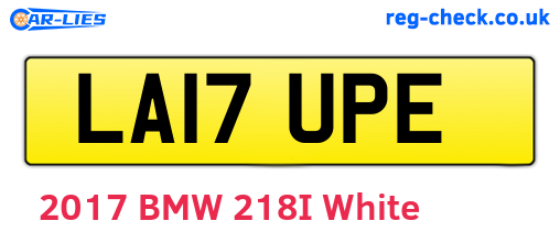 LA17UPE are the vehicle registration plates.