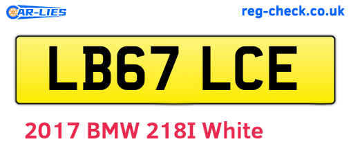 LB67LCE are the vehicle registration plates.