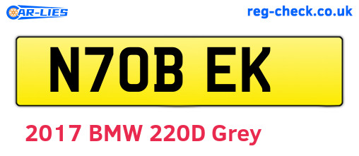 N70BEK are the vehicle registration plates.