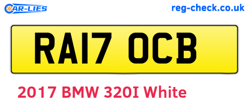 RA17OCB are the vehicle registration plates.