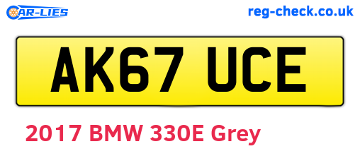 AK67UCE are the vehicle registration plates.