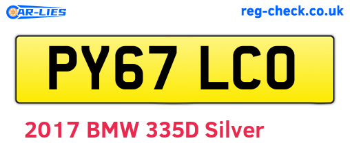 PY67LCO are the vehicle registration plates.
