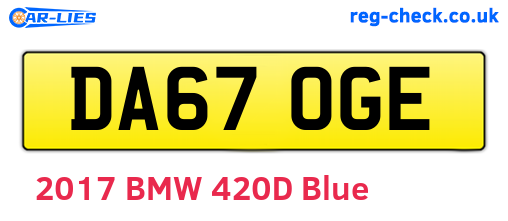 DA67OGE are the vehicle registration plates.