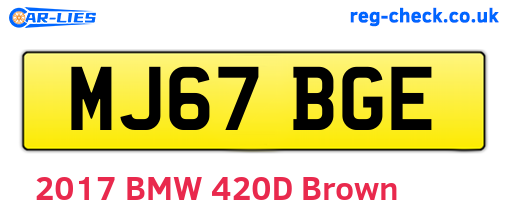 MJ67BGE are the vehicle registration plates.