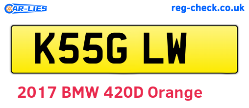K55GLW are the vehicle registration plates.