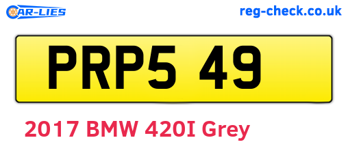 PRP549 are the vehicle registration plates.