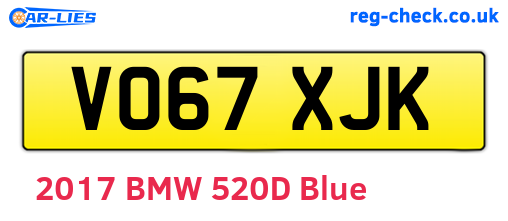 VO67XJK are the vehicle registration plates.