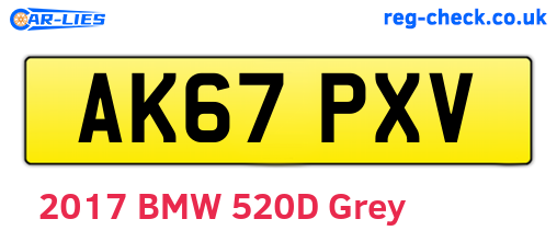 AK67PXV are the vehicle registration plates.