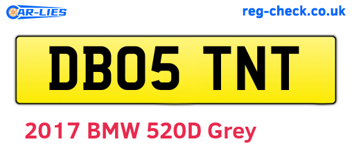 DB05TNT are the vehicle registration plates.