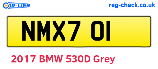 NMX701 are the vehicle registration plates.