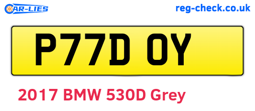P77DOY are the vehicle registration plates.