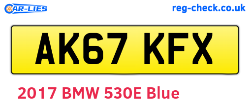 AK67KFX are the vehicle registration plates.