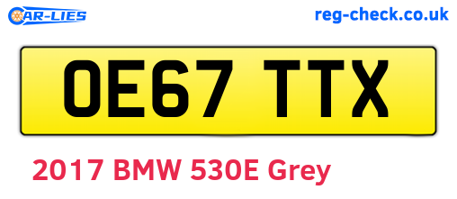 OE67TTX are the vehicle registration plates.