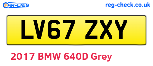 LV67ZXY are the vehicle registration plates.