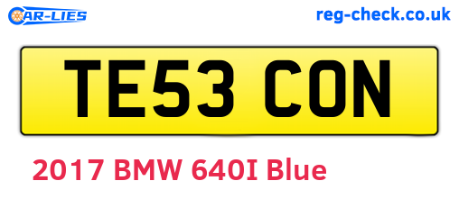 TE53CON are the vehicle registration plates.