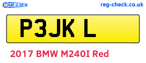 P3JKL are the vehicle registration plates.