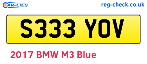 S333YOV are the vehicle registration plates.
