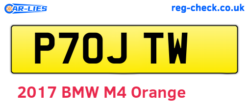P70JTW are the vehicle registration plates.