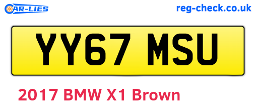 YY67MSU are the vehicle registration plates.