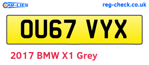OU67VYX are the vehicle registration plates.