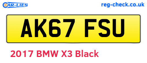 AK67FSU are the vehicle registration plates.