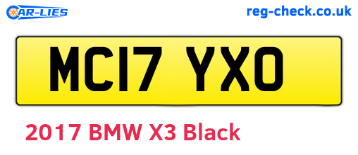 MC17YXO are the vehicle registration plates.