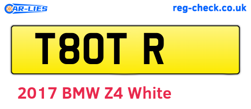 T8OTR are the vehicle registration plates.
