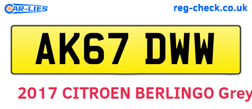 AK67DWW are the vehicle registration plates.