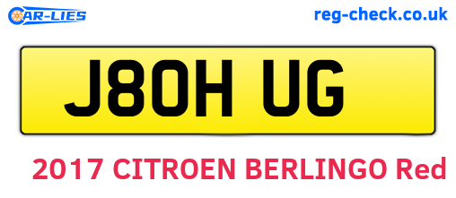 J80HUG are the vehicle registration plates.
