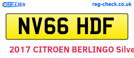 NV66HDF are the vehicle registration plates.