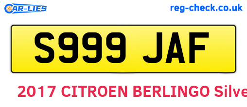 S999JAF are the vehicle registration plates.