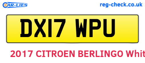 DX17WPU are the vehicle registration plates.