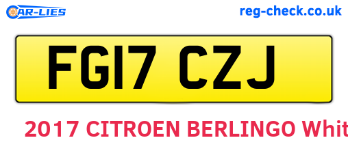 FG17CZJ are the vehicle registration plates.