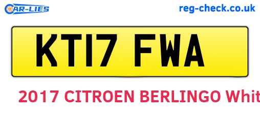 KT17FWA are the vehicle registration plates.